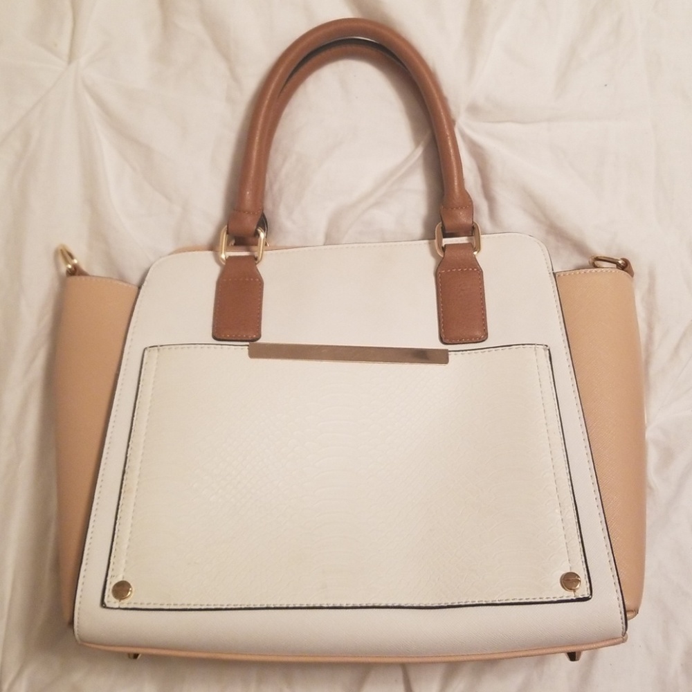 White and Beige Call It Spring Handbag